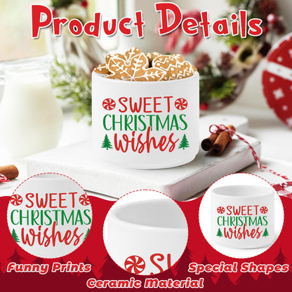 FoszaSzept Candy Dish Cauldron, Christmas Mini Ceramic Candies Bowl Tiered Tray Decor, Snack Serving Bowl Table Wishes Accents for Themed Party Birthday Home Kitchen Events Gifts (Sweet Wishes)