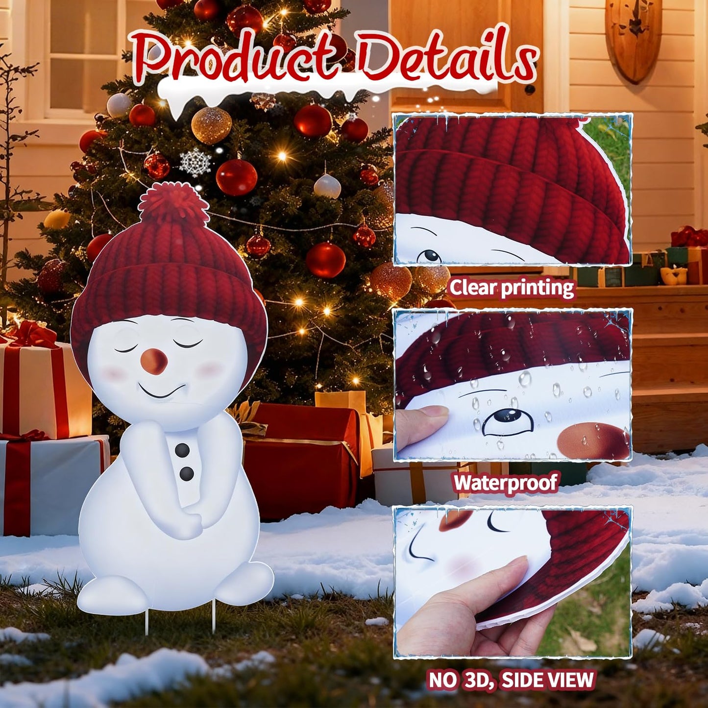 Jo.Devivre Christmas Decorations Outdoor, 2pcs Cute Snowman Yard Stakes, Large Snowman Garden Decorative Stakes for Christmas Decor, Yard Signs for Garden, Home, Lawn,Patio&Planter