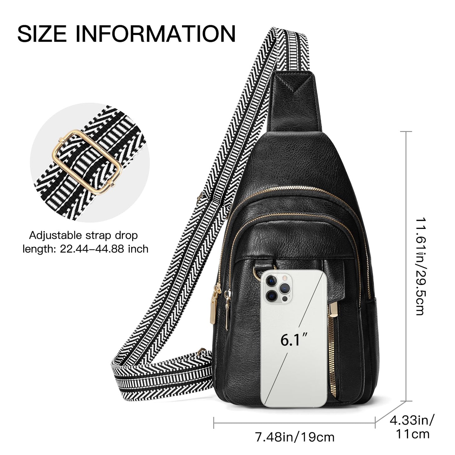 GAEKEAO Sling Bag for Women Vegan Leather Crossbody Bags Travel Fanny Packs Small Shoulder Purse Chest Bag Backpack Gifts
