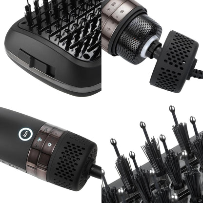 Kristin Ess Hair Volumizing Blow Dryer Brush - Blowout + Hair Straightening Brush - Ceramic + Ionic - Dry, Smooth + Volumize Hair - Flat Padel Base for Faster Blowout - 3 Wind Speeds + 4 Heat Settings