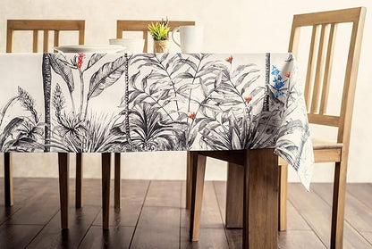 Maison d' Hermine Table Cloth Rectangle Table 100% Cotton 60 x 90 Inches Fall Tablecloth Reusable Everyday Use for Thanksgiving Christmas Decorations Dining Farmhouse Party (Amazonia)