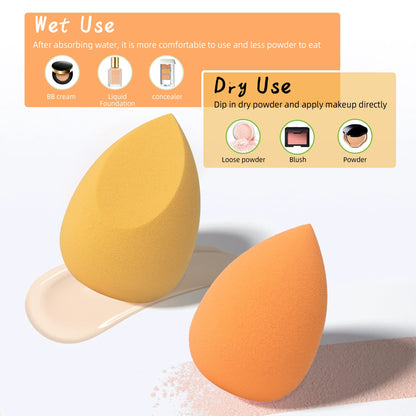 COSTICA Makeup Sponge Set Blender, Beauty Sponge Makeup Blender Flawless for Liquid - Multi Colored 4 pcs Rose Series