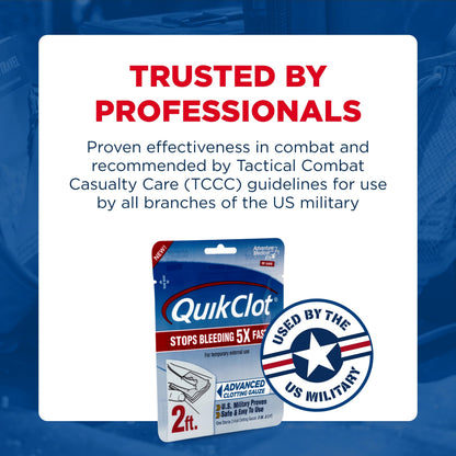 Adventure Medical Kits QuikClot Gauze - Flexible Hemostatic Medical Gauze for Emergency Survival or Disaster Preparedness Kits & More - Stops Bleeding Fast with Kaolin - 3" x 24"