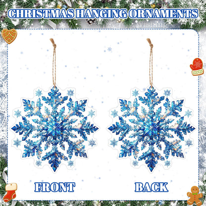 Soaoo 36 Pcs 7.87" Christmas Snowflakes Ornaments Blue Outdoor Double Sided Christmas Hanging Decoration Plastic Crafts Ornaments for Xmas Winter Holiday Office Home Yard Porch