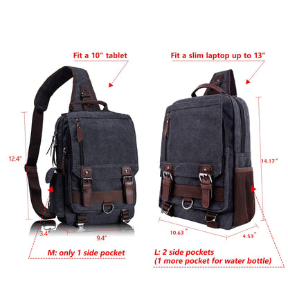 Leaper Retro Crossbody Bag Sling Bag Canvas Messenger Bag for Men Women Shoulder Bag Crossbody Handbags Satchel Army Green, L