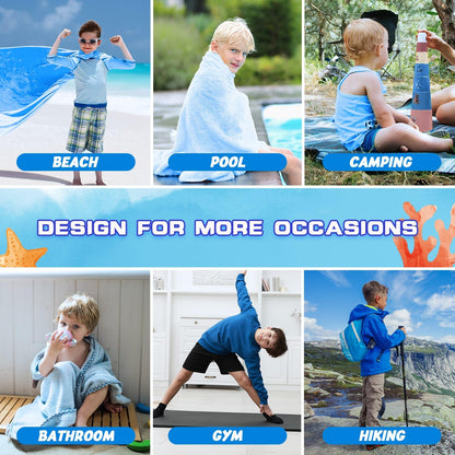 WERNNSAI Shark Kids Beach Towel for Boys - 30” x 60” Quick Dry Sand-Free Swim Towels for Boys Super Soft Absorbent Towel, Pool Camping Travel Bath Towel for Outdoor Sports Picnic