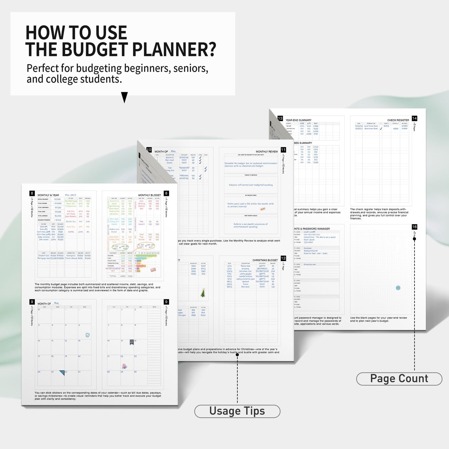 Budget Planner - Monthly Budget Book for Daily Expense Tracking, Business, Debt, Savings, B5 (7.3" x 10.15") Undated Financial Planner with Stickers Manages Your Money Effectively Anytime, Black
