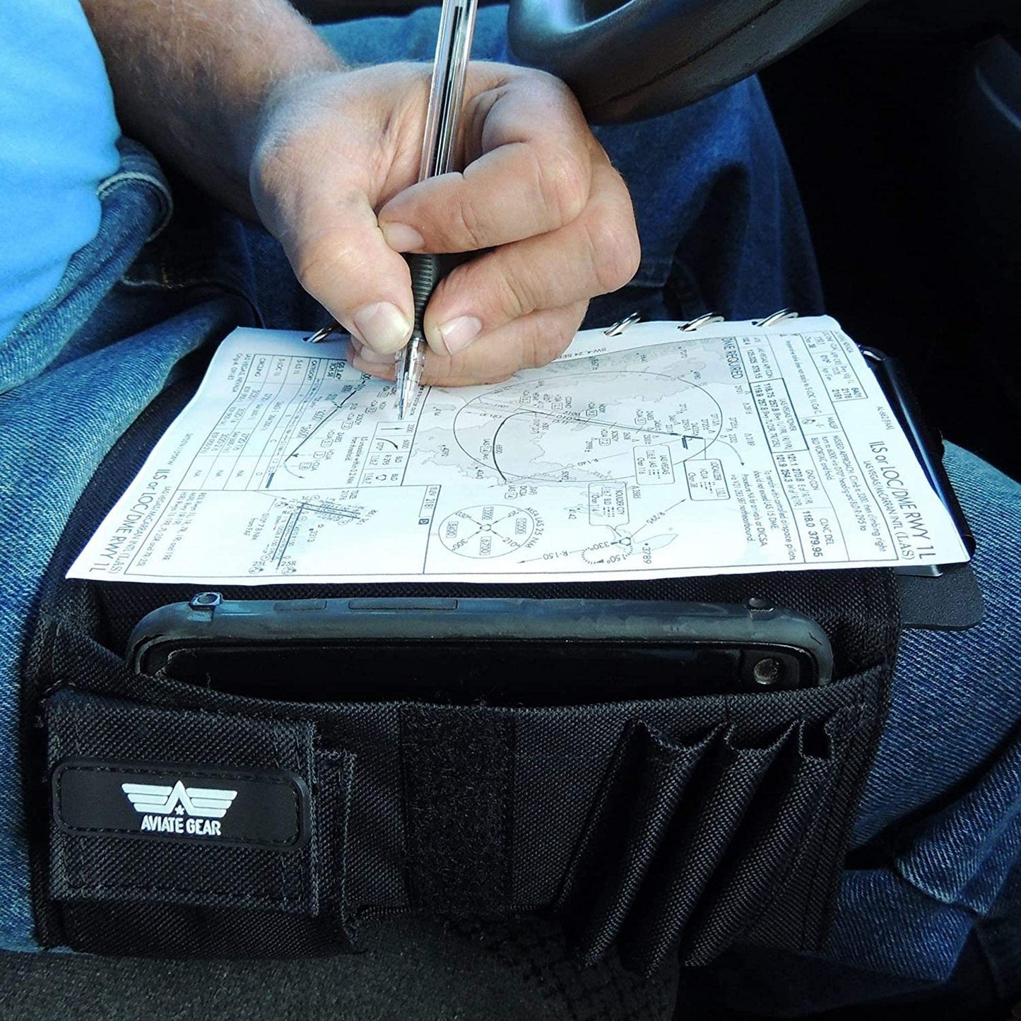 Performore Pilot Kneeboard - Includes Clipboard, Knee Strap & 7 Rings - Organize Approach Plates, Checklists & More - Secure & Convenient Aviation Knee Board for Professionals & Enthusiasts