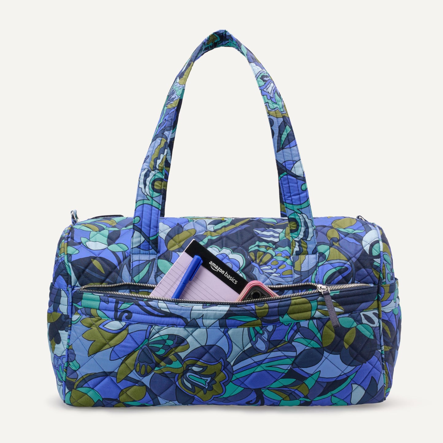 Amazon Essentials Women's Quilted Weekender Duffel Bag, Blue Paisley, One Size