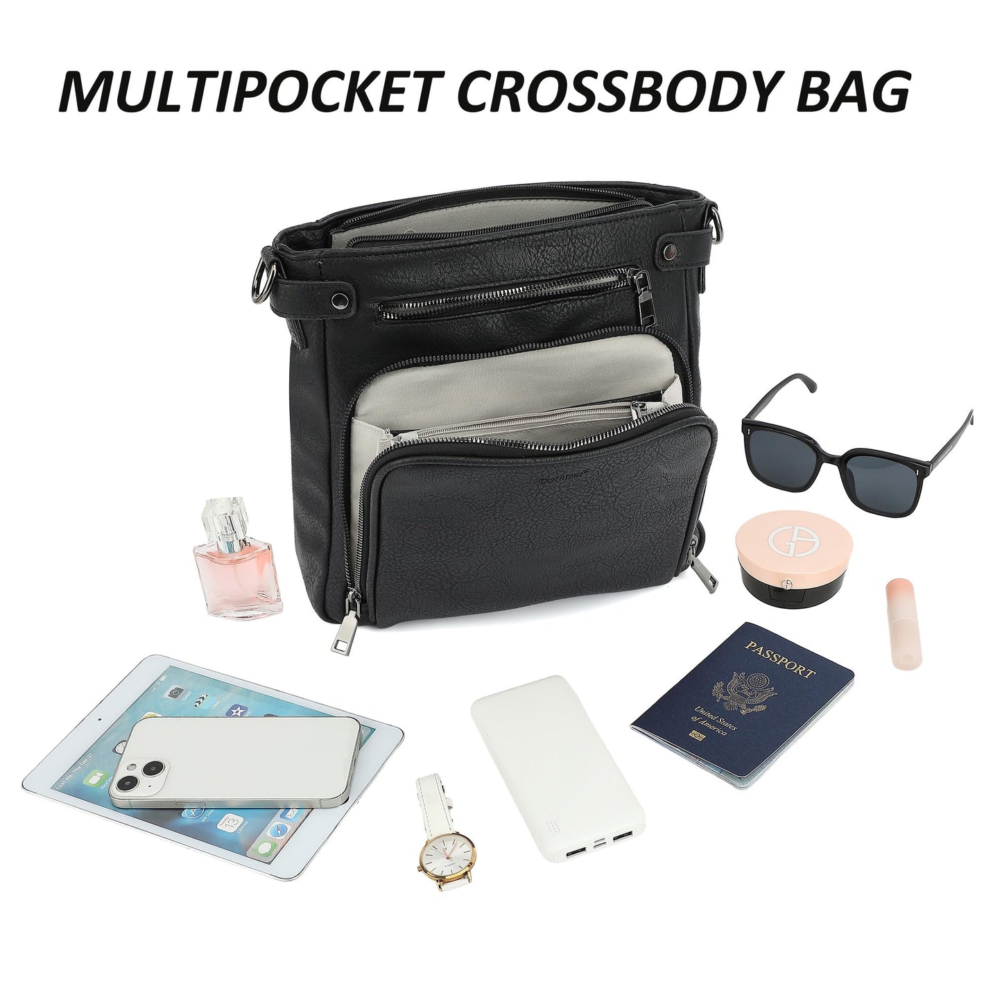 TANTOMI Crossbody Bags for Women Purses for Women Trendy Leather Shoulder Handbags Travel Purse with 6 Card Slots