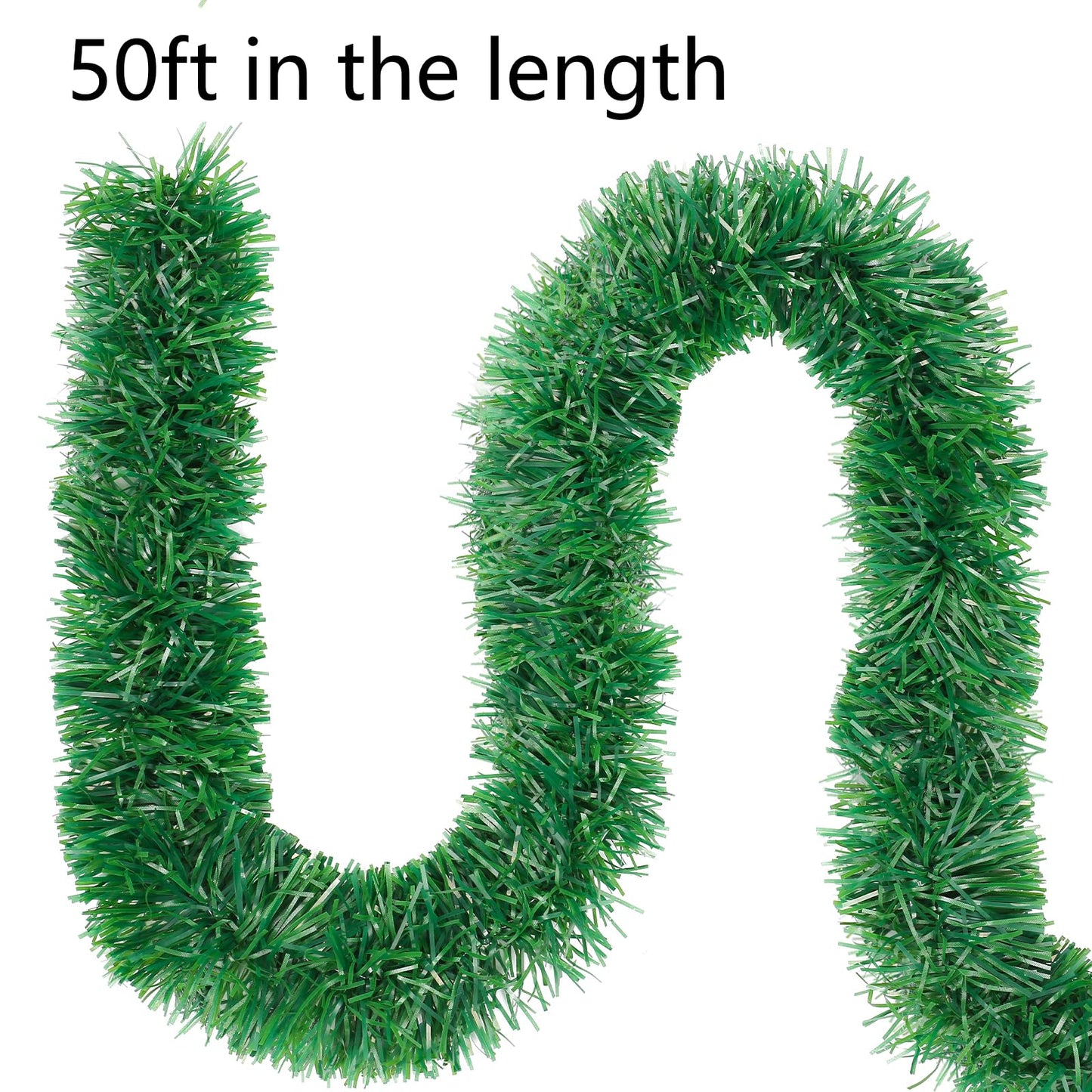 50ft Christmas Garland,Greenery Artificial Pine Twisted Hanging Garland Holiday Decor for Stairs Mantle Fireplace Home Party Holiday Christmas Decoration Indoor Outdoor Decor