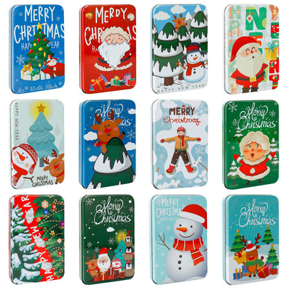MGparty 12 PCS Christmas Gift Card Tin Boxes For Christmas Greeting Cards, Christmas Metal Tin Small Gift Boxes With Lids For Xmas Stocking Stuffers Party Favors,Christmas Holiday Gift Box Set