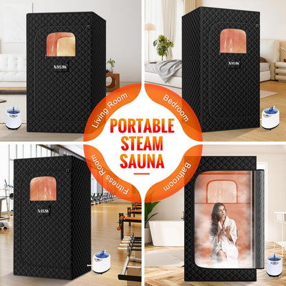X-Vcak Upgraded Portable Sauna for Home，Relaxation, Steam Sauna for Home with Steamer, Remote Control, Folding Chair, 9 Levels