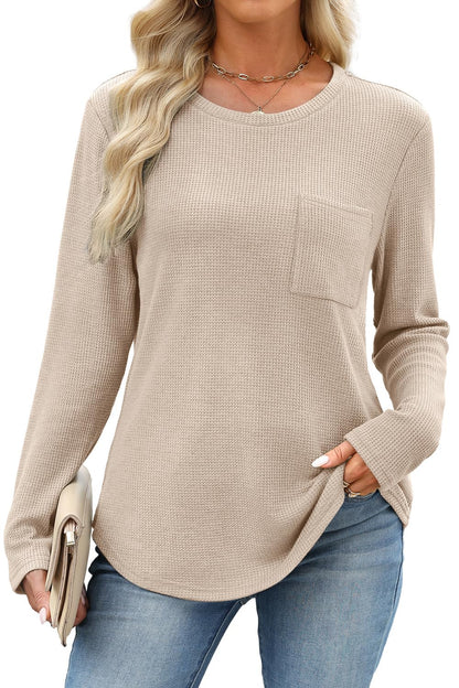 WIHOLL Long Sleeve Shirts for Women Waffle Knit Trendy Fall Fashion 2025 Dressy Casual Blouses Teacher Outfits