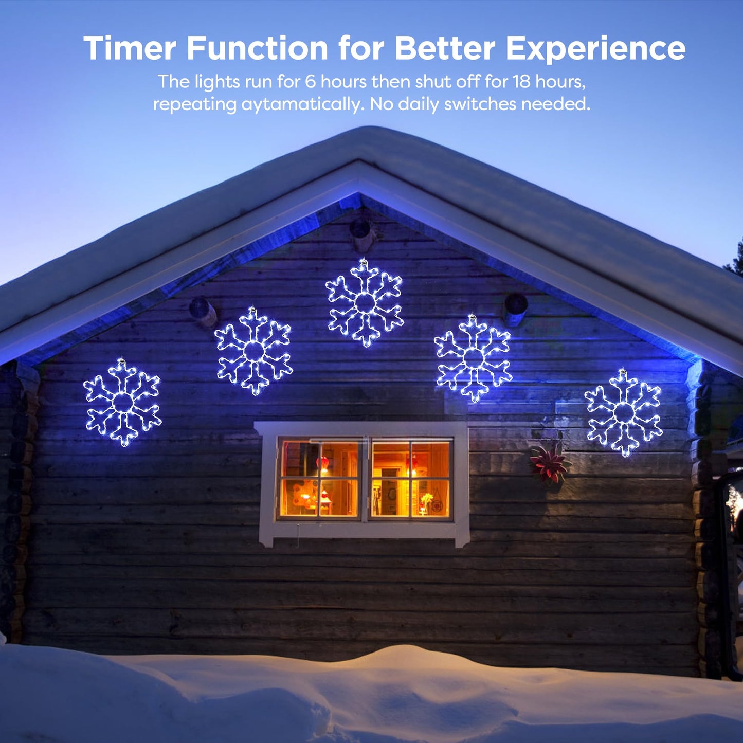 BlcTec 2 Pack Big Christmas Snowflakes Lights, 13 Inch Durable Metal Frame Snowflakes with Remote Control, 8 Modes, Timer, Waterproof Battery Operated Snowflake Lights for Christmas Party Decorations