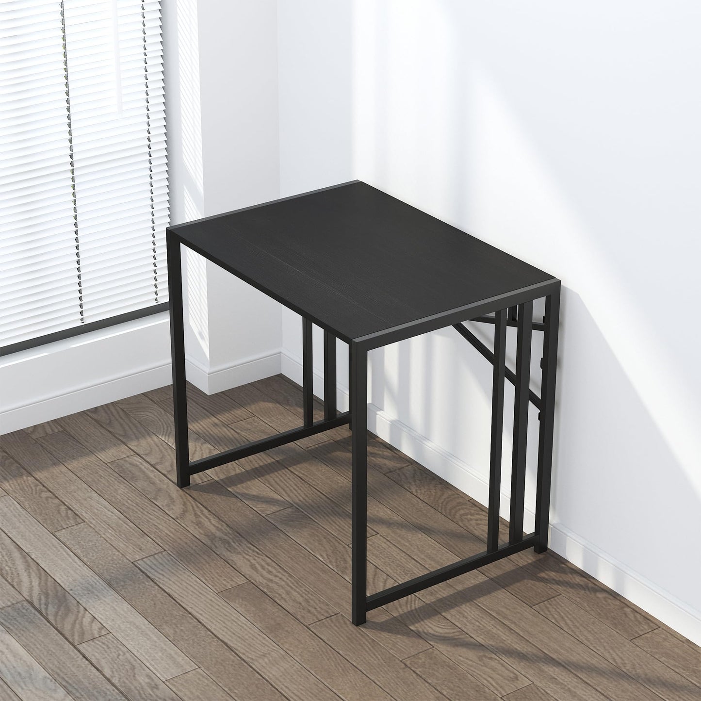 Lutown Teen Folding Computer Desk - 32 inch, Writing & Gaming, Small Space Office Desk, Black, No Assembly Required