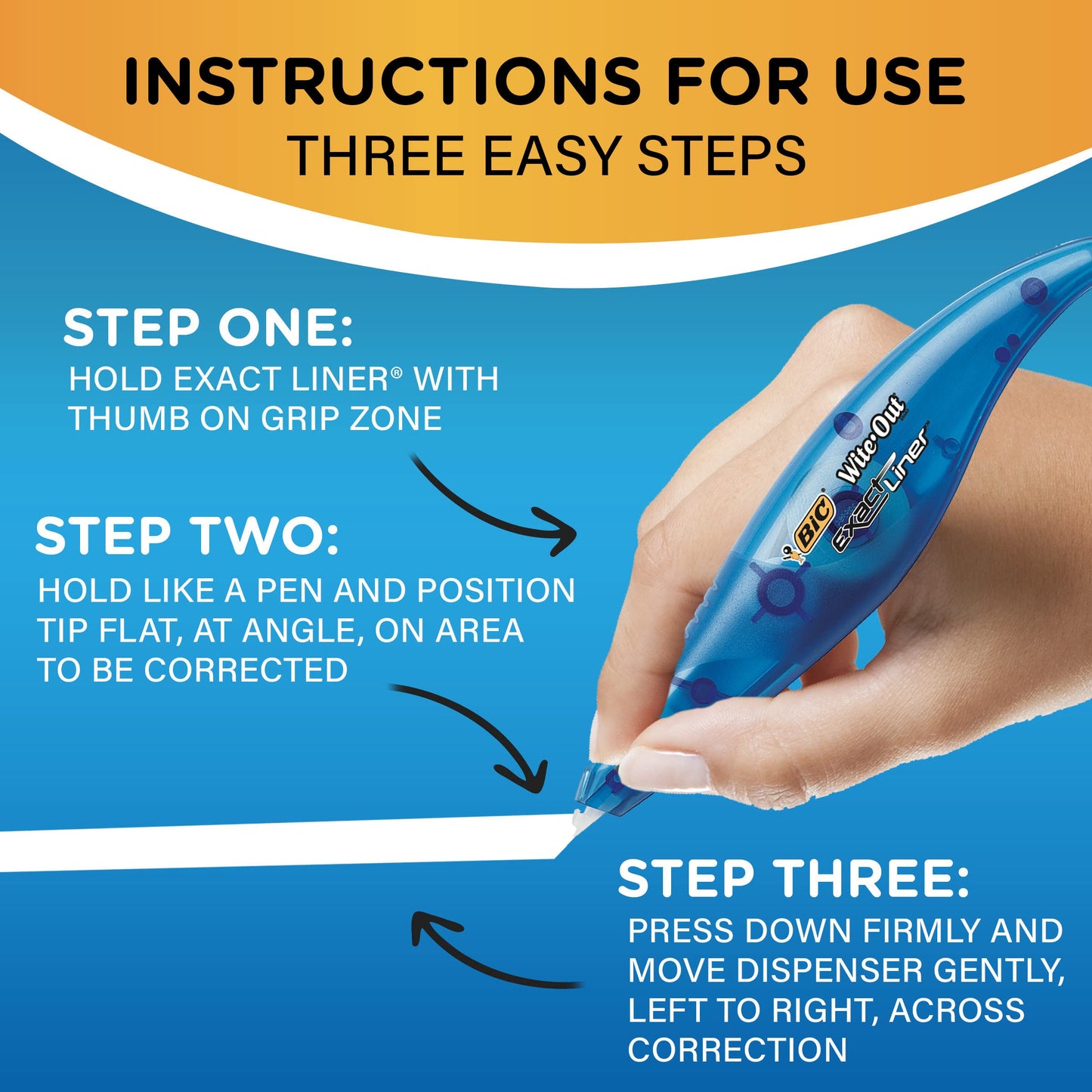 BIC Wite-Out Brand Exact Liner Correction Tape, 19.8 Feet, 10-Count Pack of White Correction Tape, Fast, Clean and Easy to Use Tear-Resistant Tape Office or School Supplies