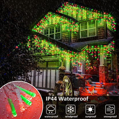 Icicle Lights for Outside - 33FT 400 LED Icicle Christmas Lights Outdoor with 75 Drops 8 Modes Timers, Waterproof Connectable Hanging Lights for Indoor Eaves Party Holiday Decorations, Red and Green