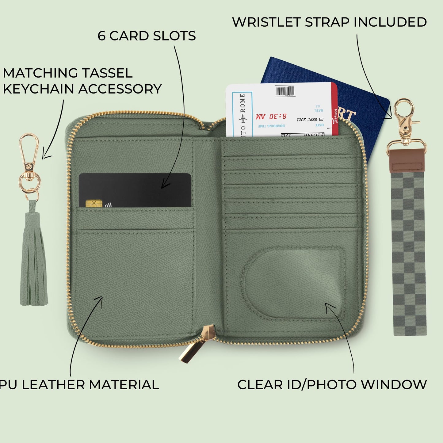 Beautiful Passport Holder for Travel with Wristlet Strap - All-in-One Wallet for Women with Card Slots and Tassel Keychain - Perfect RFID Blocking Case to Keep Your Travel Documents Organized & Safe