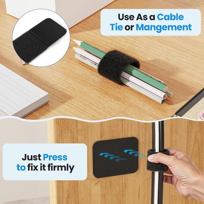 Cable Management Under Desk, 【Up to 15 Cord】【Enhanced Wire Holder】 Cord Organizer, Adjustable Hook and Loop Cable Ties, Home Office Essentials, Cable Hider Clips Under Table, 20 Pair