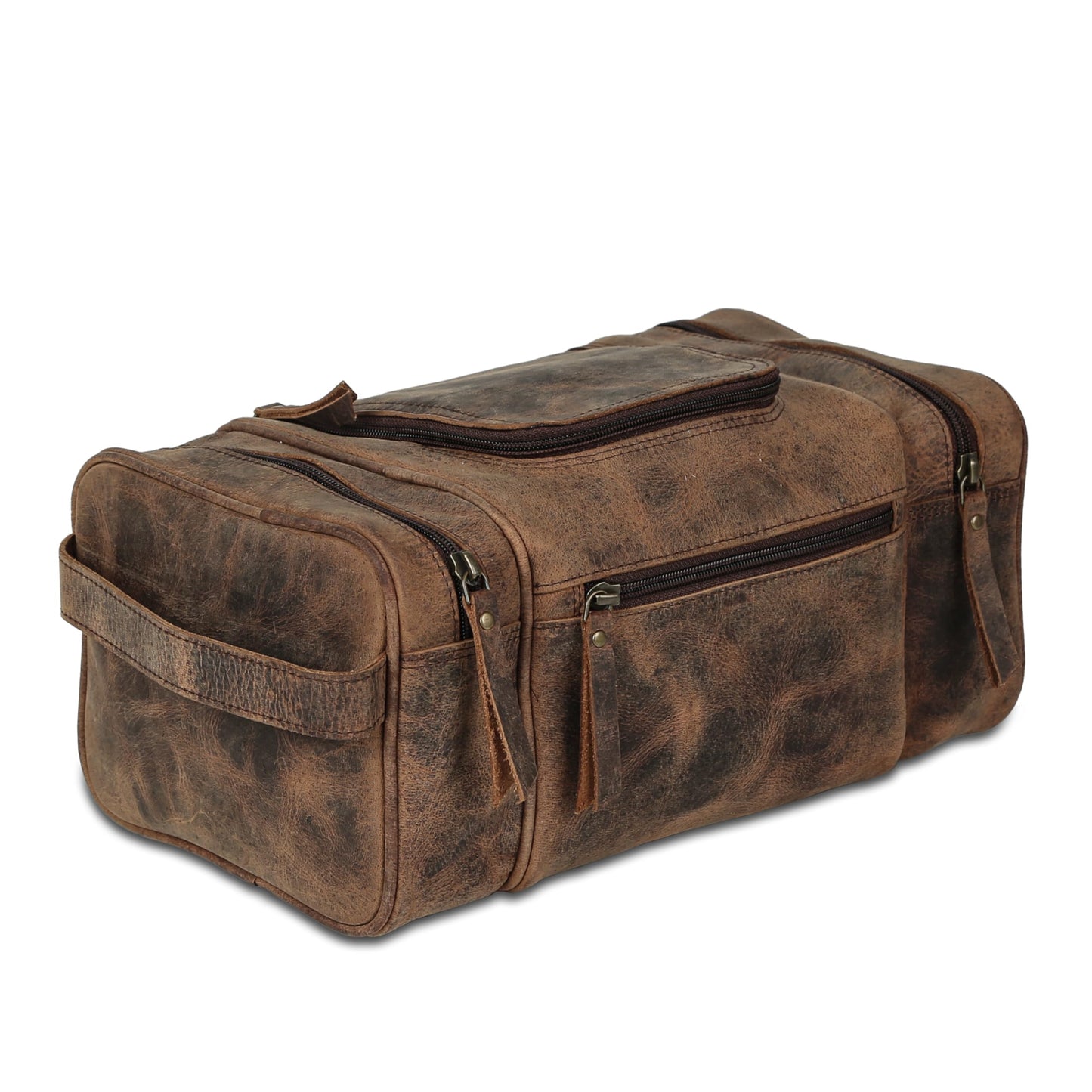 KomalC Extra-Large Leather Toiletry Bag for Men & Women – Luxury Travel Dopp Kit with Multi-Compartment Storage, Waterproof Lining & Premium YKK Zippers – Unisex Toiletry & Cosmetic Organizer