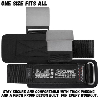 Weight Lifting Hooks Heavy Duty PRO Lifting Wrist Straps Deadlift Straps Power Lifting Grips Weightlifting Gym Gloves Men & Women (Gray, Men-Wrist Size Large)