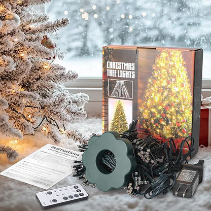 Christmas Tree Lights - 480 LEDs 9.8FT x 16 String Lights with Memory Function & 8 Modes, Fairy Lights with Remote Control & Timer for Christmas Tree Decorations - Multicolor