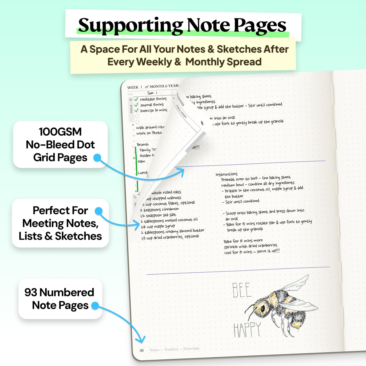 Roterunner Purpose Planner Notebook B5 7.5”x9.8” 12 Month Undated 2026 Daily Weekly and Monthly Productivity Goal Setting Tool for Work Home ADHD Planner for Adults Self Care Journa (Teal)