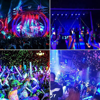 4 Pack 300W LED Flood Black Lights,395nm to 405nm UV Outdoor Flood High Power Blacklight Light with Plug in, IP66 Waterproof Large Black Light Spotlight for Glow Party Large Space, Halloween