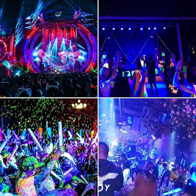 4 Pack 250W LED Flood Black Lights,395nm to 405nm UV Outdoor Flood High Power Blacklight Light with Plug in, IP66 Waterproof Large Black Light Spotlight for Glow Party Large Space, Halloween