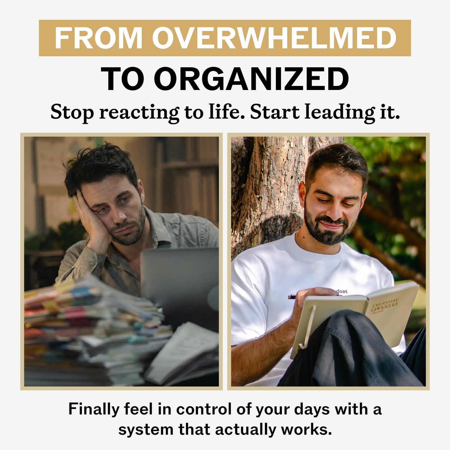 Sprouht Undated Daily Planner | 90 Day Daily & Weekly Productivity Journal with Hourly Schedule, To Do List, Goal Tracker & Habit Tracker | ADHD Planner for Men & Women | Hardcover Agenda (Cream)