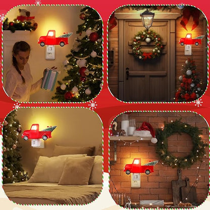 Christmas Red Truck Night Light Plug-in, 120V C7 LED Wall Nightlight Decoration for Bedroom, Bathroom, Kitchen, Hallway, Stairs