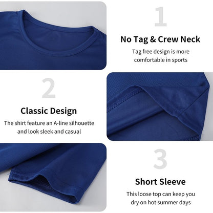 5 Pack Mens Active T-Shirts Crew Neck Athletic Short Sleeve Tops Moisture Wicking Running Tee Tops