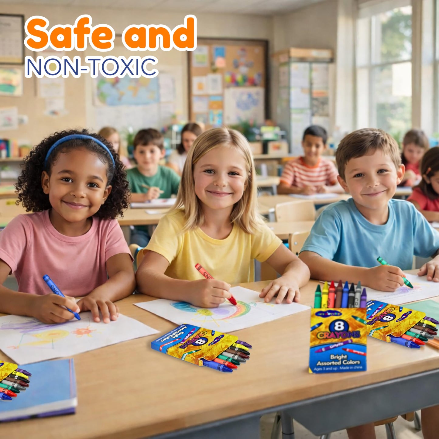 4E's Novelty 48 Boxes of 8-Packs Bulk Crayons for Kids, Classroom Crayons Bulk Teachers Supplies, School Supplies, Restaurants, Birthday Party Favors Non-Toxic (48 of 8-Packs)