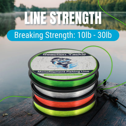 Reaction Tackle Monofilament Fishing Line - Premium Nylon Mono Line, Strong & Abrasion-Resistant, Low Memory for Smooth Long Casts - Freshwater & Saltwater - Hi Vis Orange | 10lb (350 Yards)