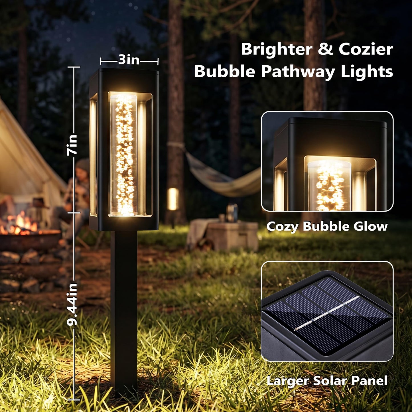 Brizled Solar Pathway Lights Outdoor, 6 Pack Bright Glowing Bubble LED Solar Lights Outdoor Garden Lighting, Waterproof Landscape Lighting for Outside Yard Path Lawn Walkway Driveway Decor, Warm White