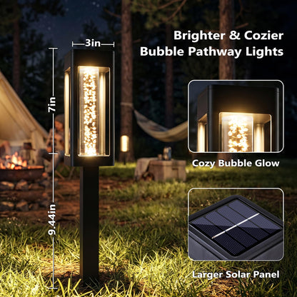 Brizled Solar Pathway Lights Outdoor, 6 Pack Bright Glowing Bubble LED Solar Lights Outdoor Garden Lighting, Waterproof Landscape Lighting for Outside Yard Path Lawn Walkway Driveway Decor, Warm White