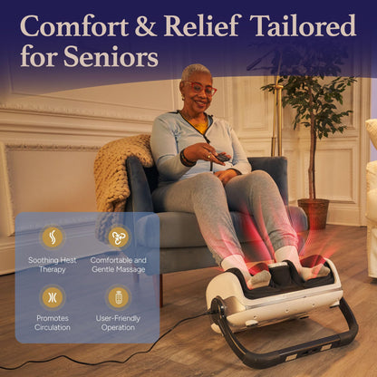 Cloud Massage Shiatsu Foot Massager with Heat - Deep Kneading & Compression, Adjustable Intensity, Multi-Mode Leg and Foot Massager with Remote Control, Anti-Slip Base - Standard Size, White