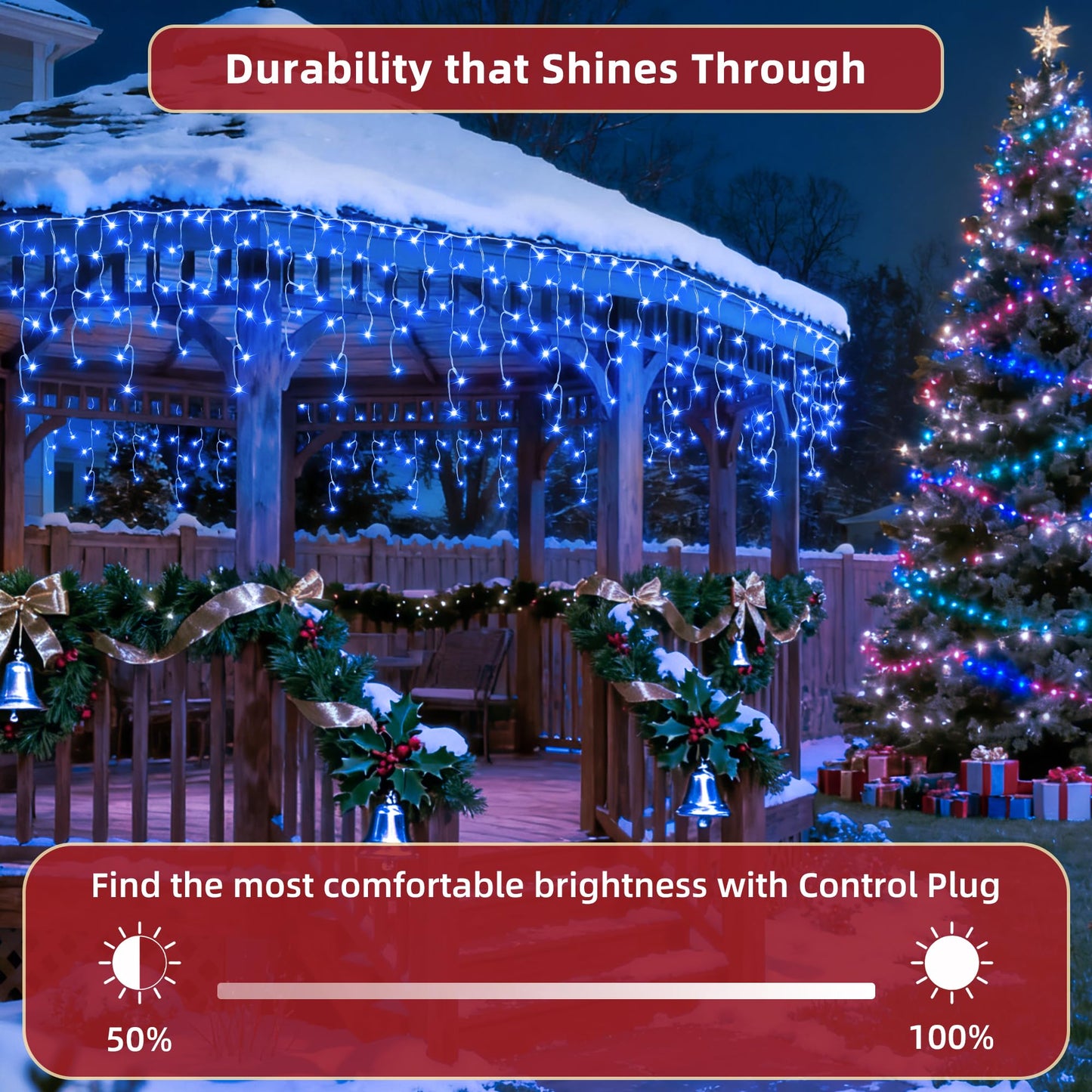 1620 LED Christmas Lights Outdoor 164 FT with 360Drops, Christmas Decorations Hanging Lights 12 Modes, Dimmable Outsite Fairy String Lights for Wedding Party Holiday Winter Wonderland Decor Blue