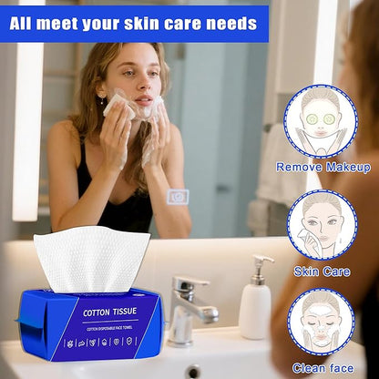 200 Count Disposable Face Towel, Dual-Textured Clean Wipes – Dry/Wet Use