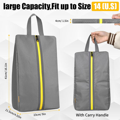 SelfTek Smell Proof Shoe Bags for Travel - Odor-Absorbing Cleat Bags for Sports, Water-Resistant Travel Shoe Organizer with Active Carbon Fabric, Lightweight Shoe Storage for Gym, G-olf, Cleats