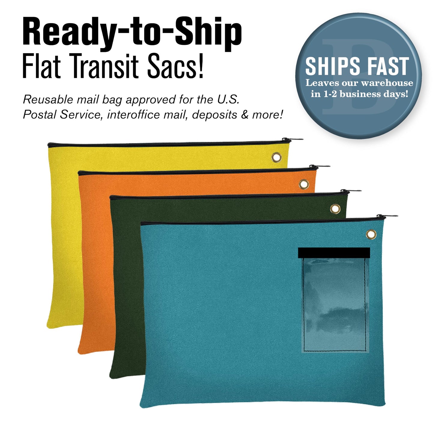 BankSupplies 14 oz Canvas Interoffice Mailer 14W x 11H Purple Transit Bag with Zipper and Grommet