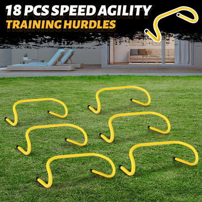 Wettarn 18 Pcs 6" Speed Training Hurdles Durable Agility Training Hurdle Agility Plyometric and All Purpose Equipment for Athletes, Soccer, Basketball(Yellow)