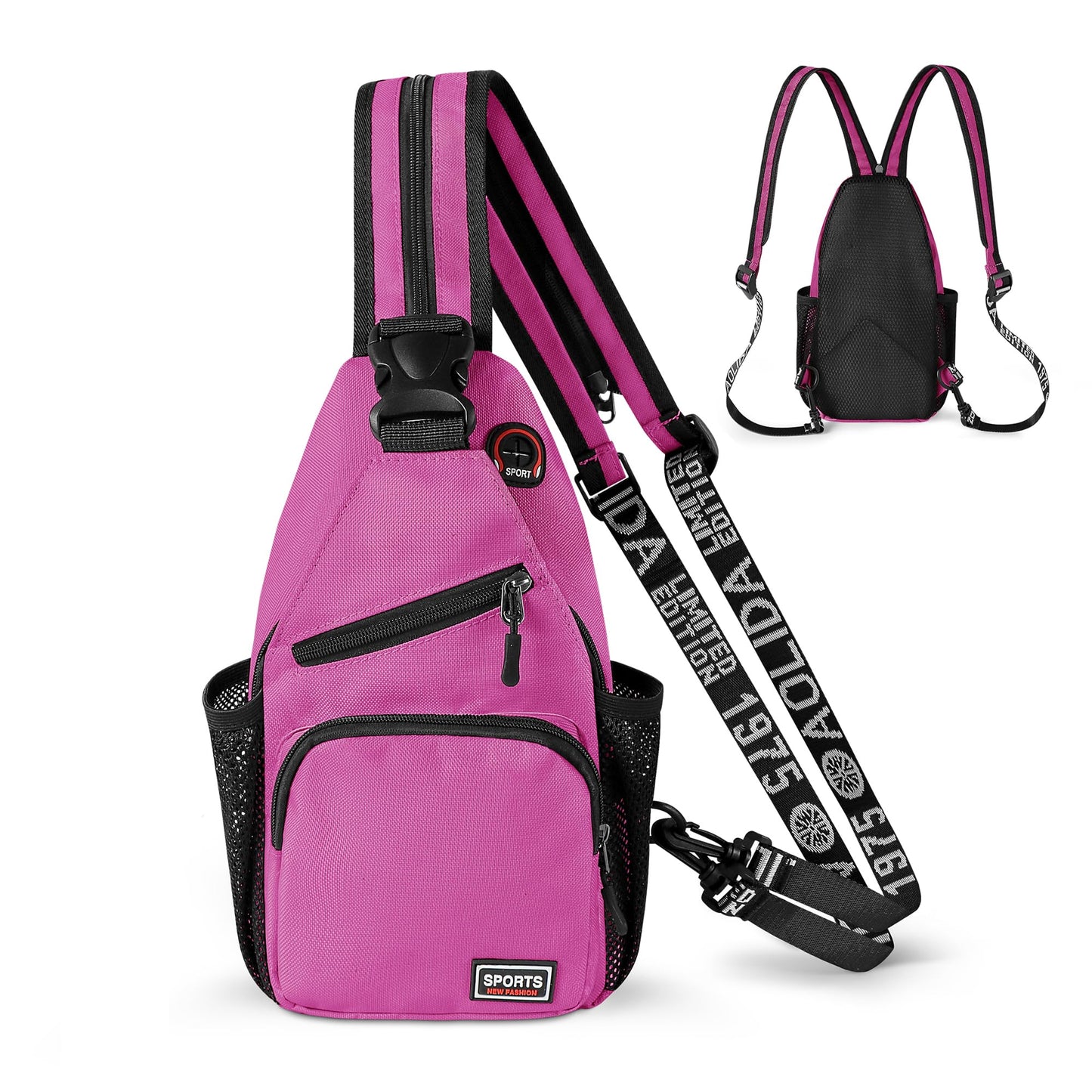 Geestock Convertible Sling Bag for Women Men, 12.6" Crossbody Sling Backpack with Headphone Hole Fit 7.9" Tablet, Lightweight Chest Bag Daypack Crossbody for Travel Sport Hiking & Commute,Purplishred