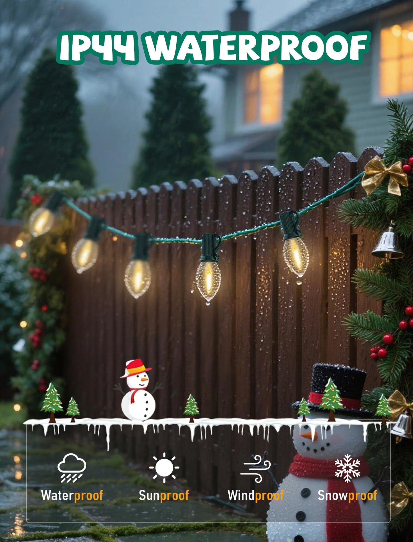 25 Pack C7 LED Warm White Christmas Light Bulbs, E12 LED Replacement Bulbs for Indoor Outdoor Christmas String Lights, 0.6W Energy Efficient Night Light Bulbs for Candle Lamps Patio Xmas Tree Decor