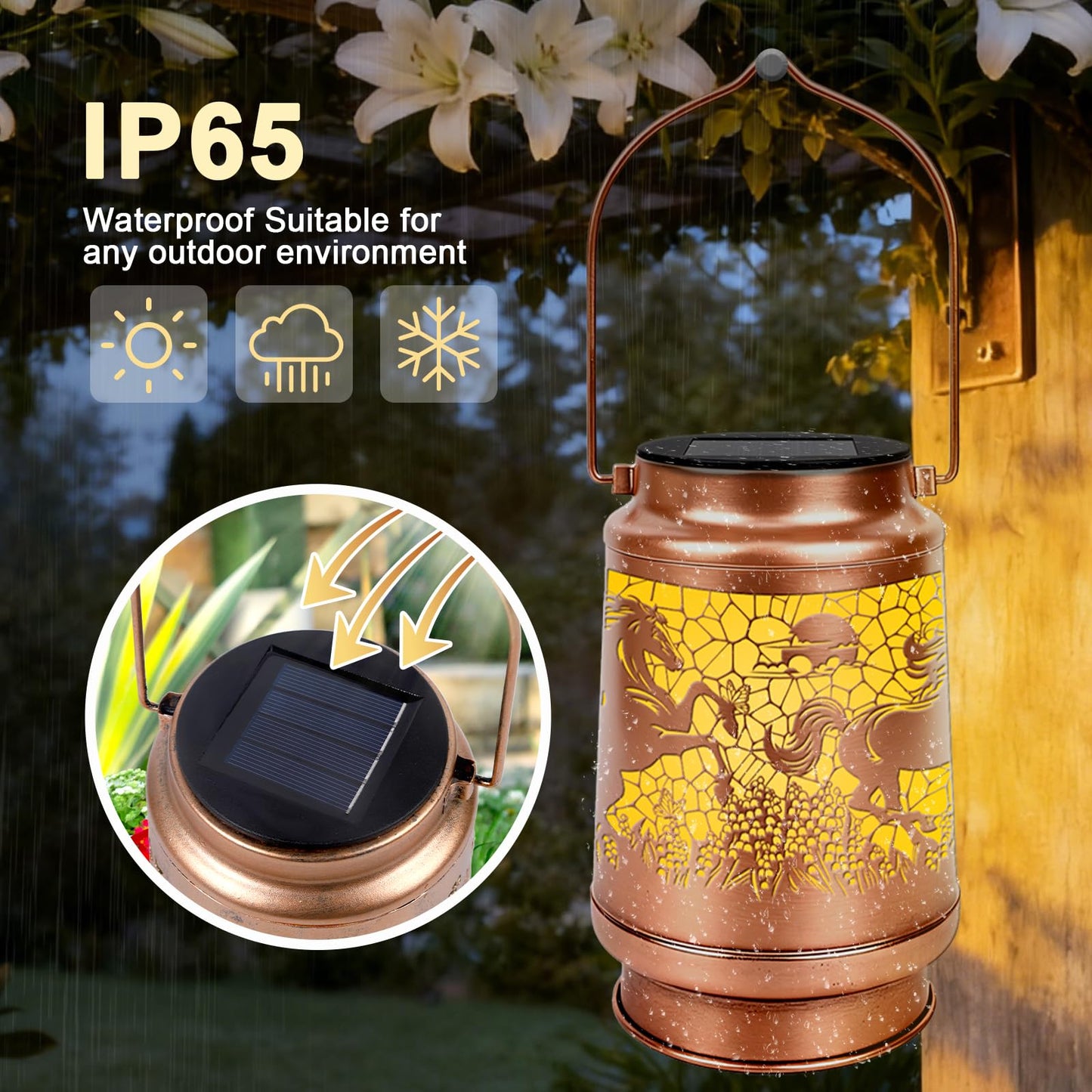 Horse Solar Lanterns Outdoor Waterproof - Wxiben Horse Lovers Gifts for Women Men, Birthday Christmas Mother's Day Housewarming Gifts, Hanging Led Solar Lights for Garden Yard Patio Tabletop Decor