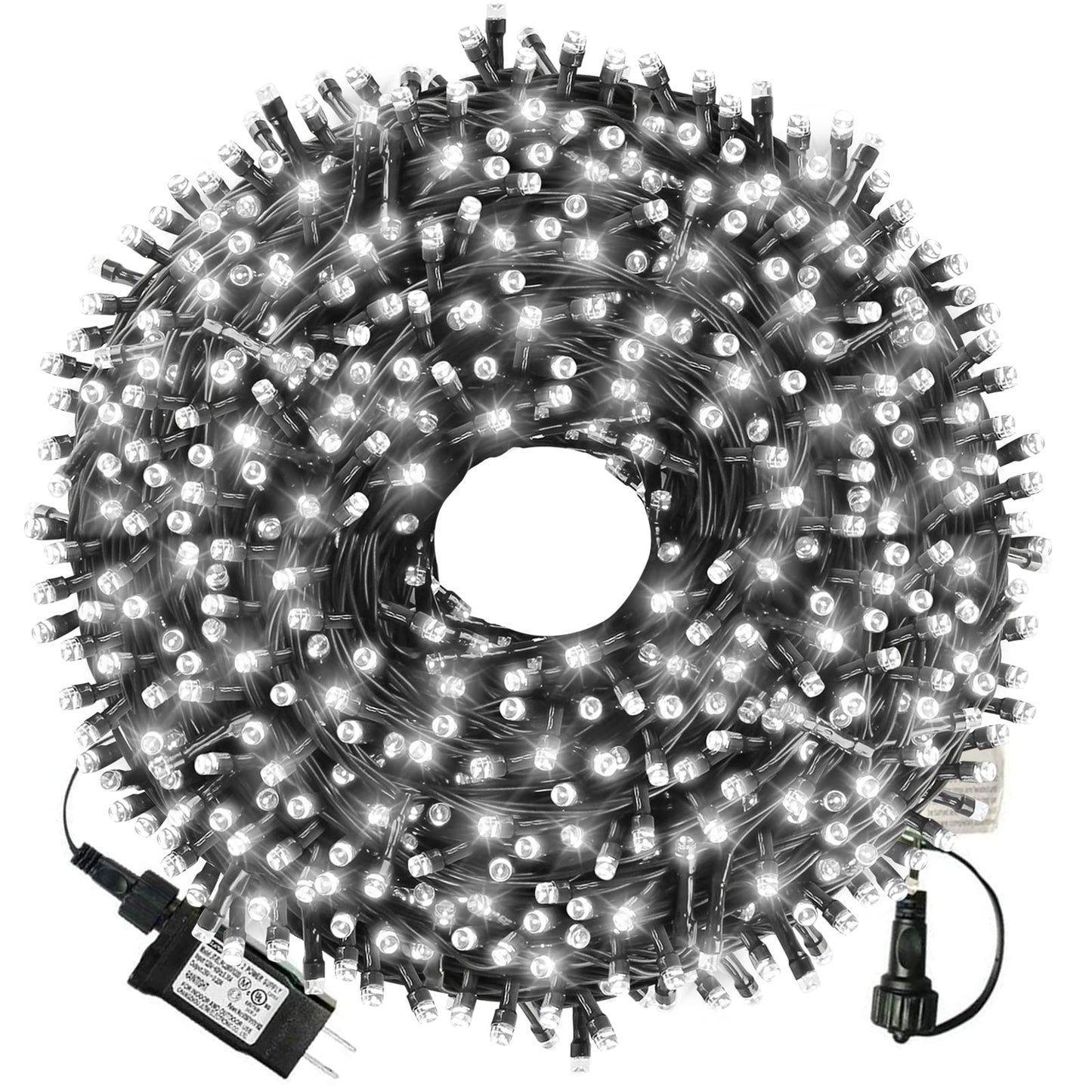 XTF2015 105ft 300 LED Christmas String Lights, End-to-End Plug 8 Modes - UL Certified - Outdoor Indoor Fairy Lights for Christmas Tree, Patio, Garden, Party, Wedding, Holiday (Cool White)