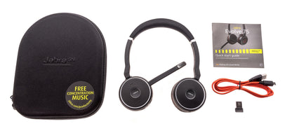 Jabra Evolve 75 UC Stereo Wireless Bluetooth Headset/Music Headphones Including Link 370 (U.S. Retail Packaging), Black
