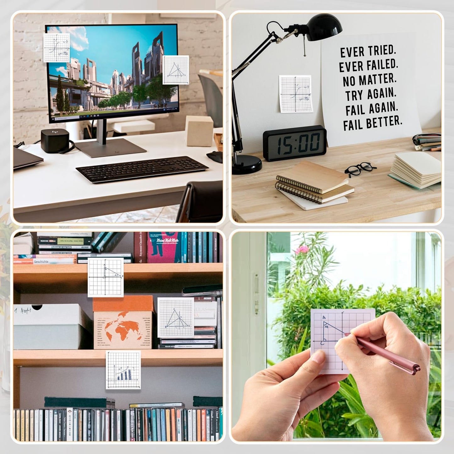 Graph Paper Sticky Notes, 12 Pads Mini Math Graph Graphing Paper, 3x3 Inch Grid Sticky Notes for Office School Supplies