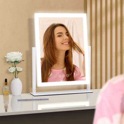 Lighted Makeup Mirror, Hollywood Vanity Mirror with Lights, Three Color Lighting Modes, and 5X Magnification Mirror, Smart Touch Control, 360°Rotation